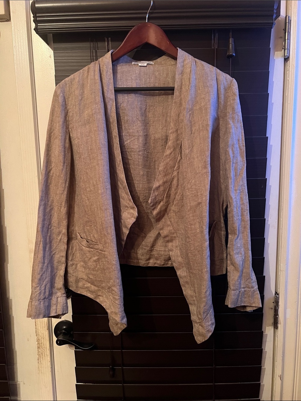 Coldwater Creek Light Brown 100% Linen-Open Front Top
